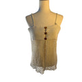 Cream Crochet Button-Front Spaghetti-Strap Camisole- adjustable
