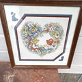Sunbonnet Sue Style Framed Matted Floral Print Wall Art Wood Frame Glass