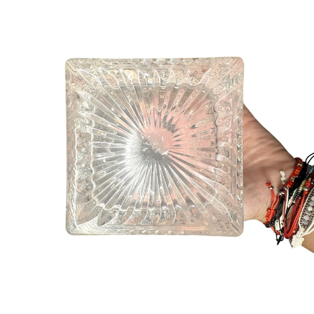 Clear Square Pressed Glass BABY square Open-Top Holder, Clear Glass Square Bowl