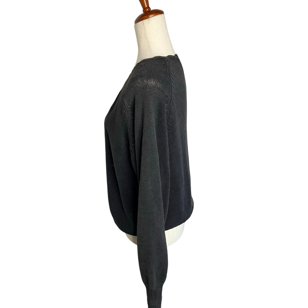 Epogee Charcoal Ramie Cotton Deep V Cardigan Sweater Size L