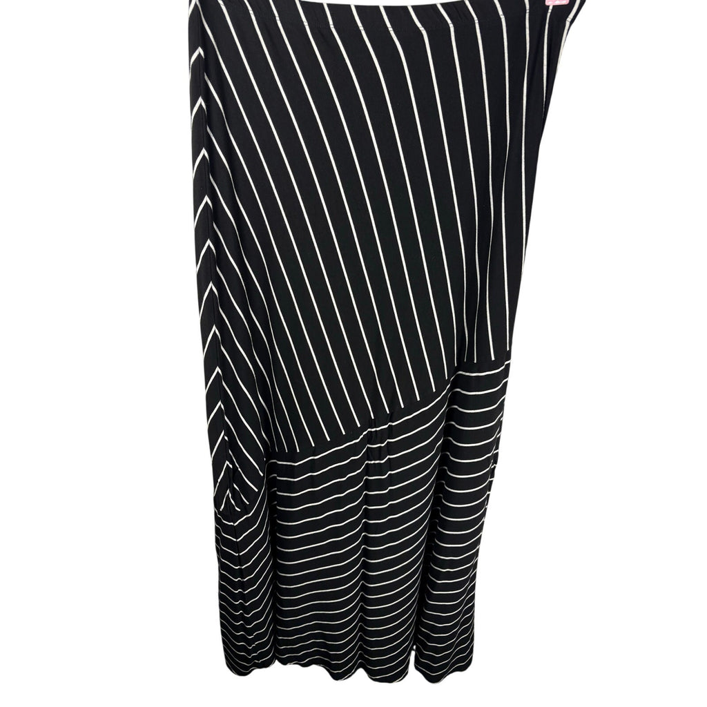 Matty M Black White Striped Asymmetrical Maxi Skirt Size Medium