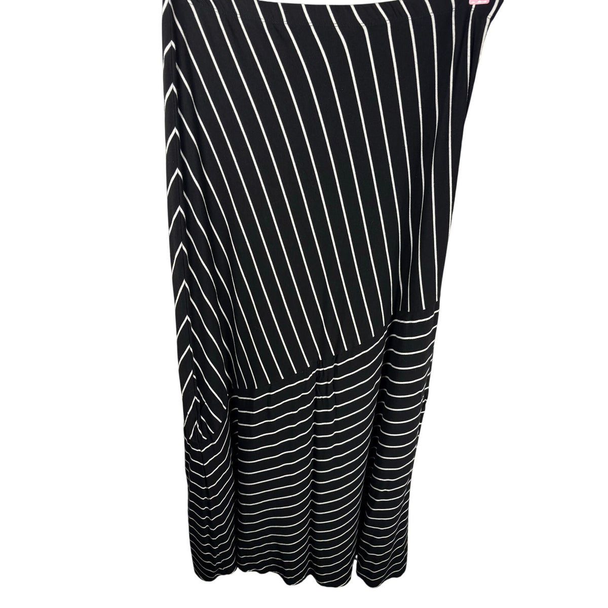 Matty M Black White Striped Asymmetrical Maxi Skirt Size Medium