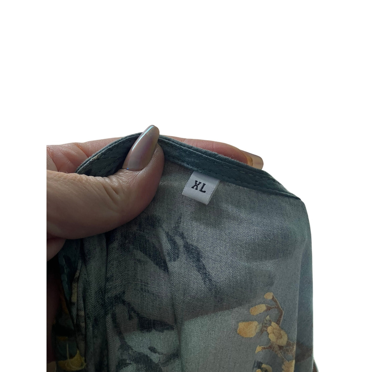 Gray Mustard Floral Button-Front Drawstring Maxi Dress Size XL