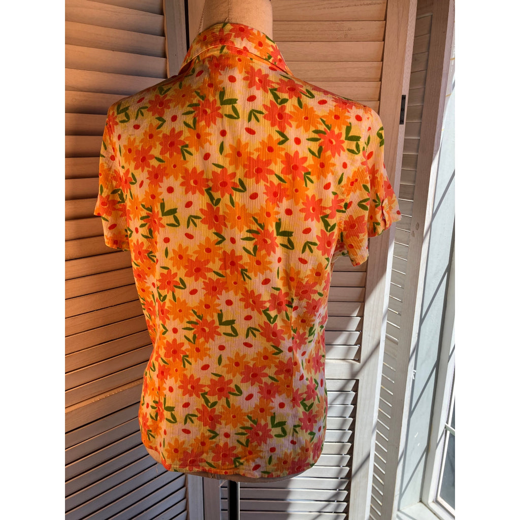 Christopher & Banks Floral Button up Blouse Size L