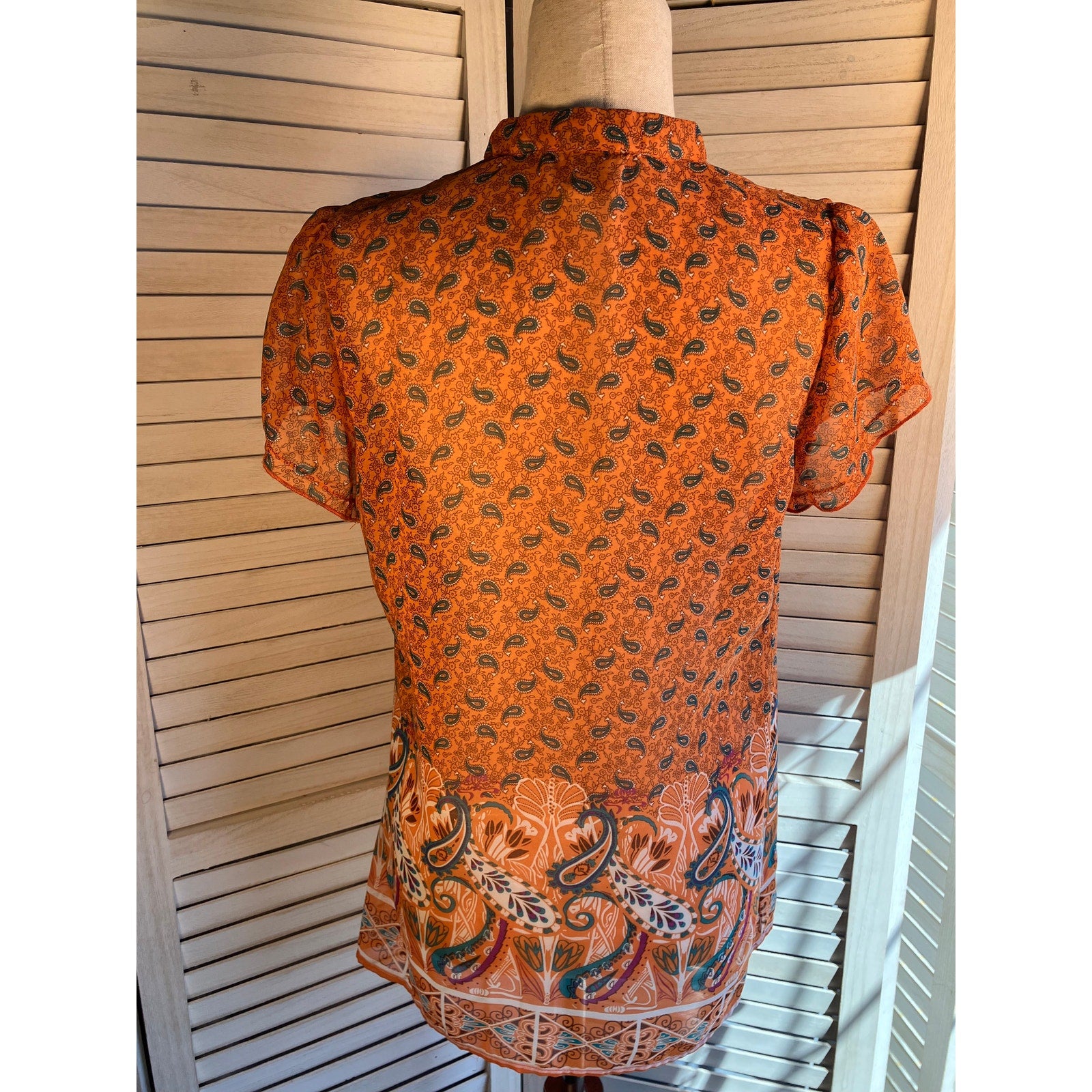 Six Degrees Orange Boho Blouse Womens Size L