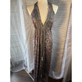 VTG Silk YNDU Multicolor Paisley Halter Backless dress One Size