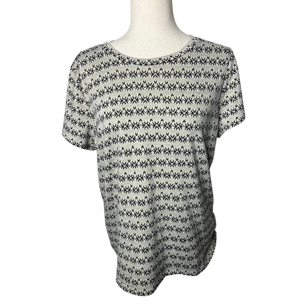 Studio B by Bobeau Women’s XL Cream Black Geometric Knit Short Sleeve Top