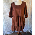 Time and Tru size M (8-10) Brown 100% Cotton Fit & Flare Knee Dress