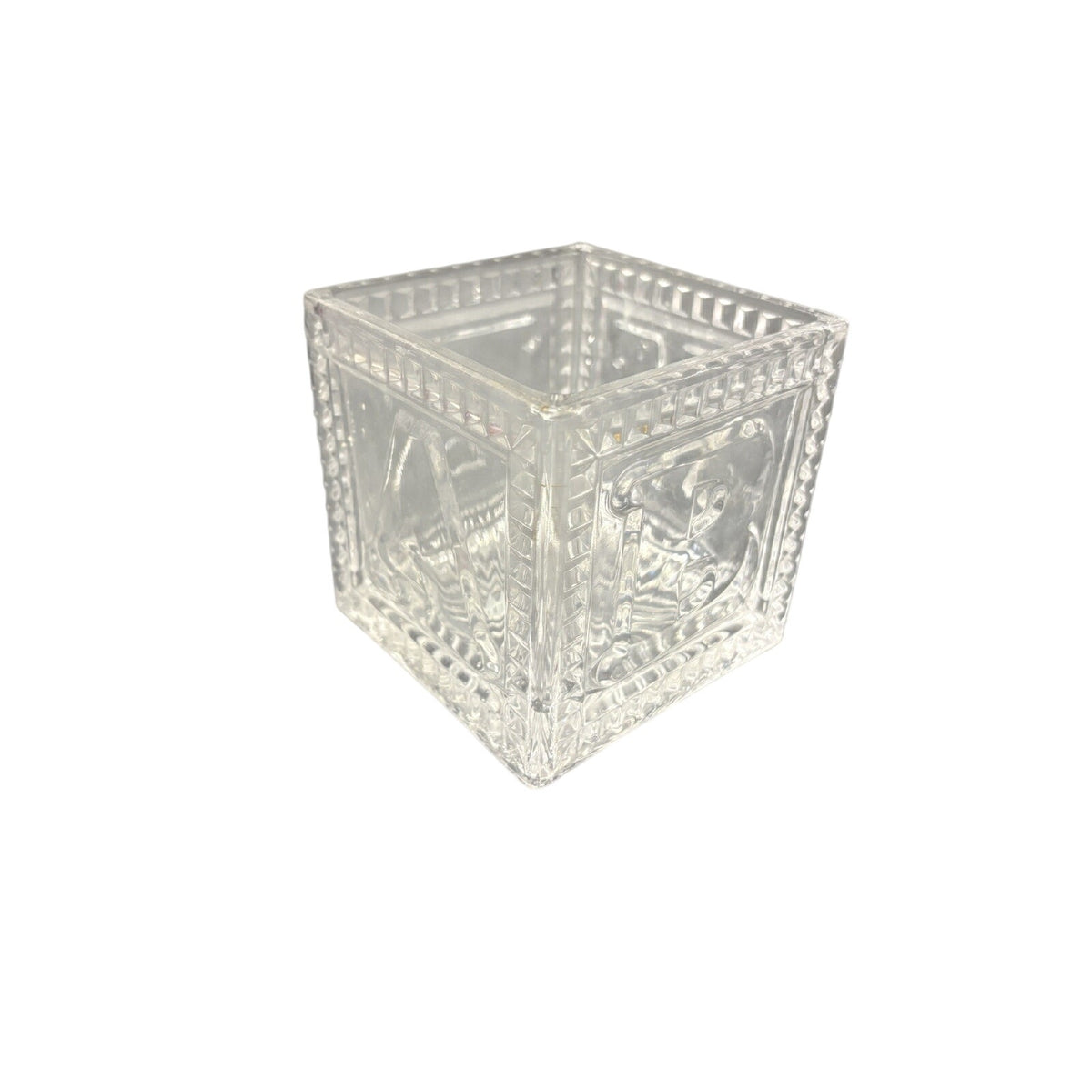 Clear Square Pressed Glass BABY square Open-Top Holder, Clear Glass Square Bowl