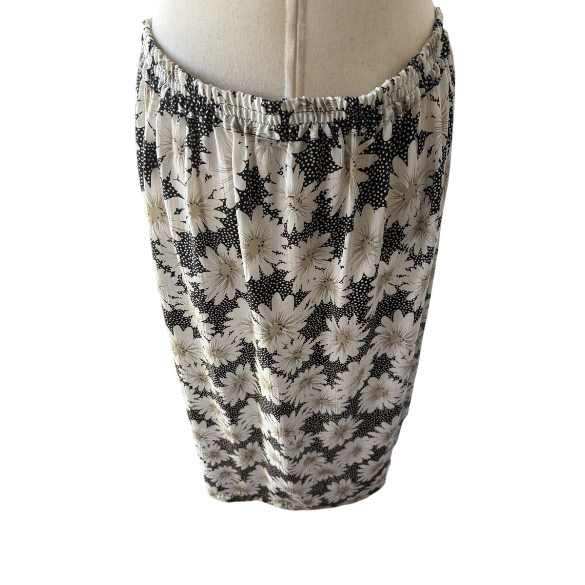 Cricket Lane Floral A-Line Midi Skirt Womens 18 Black White Elastic Waist