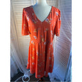 V-Neck Coral Floral Short Sleeve Mini Dress