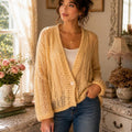 Yellow Crochet Cardigan by Coldwater Creek