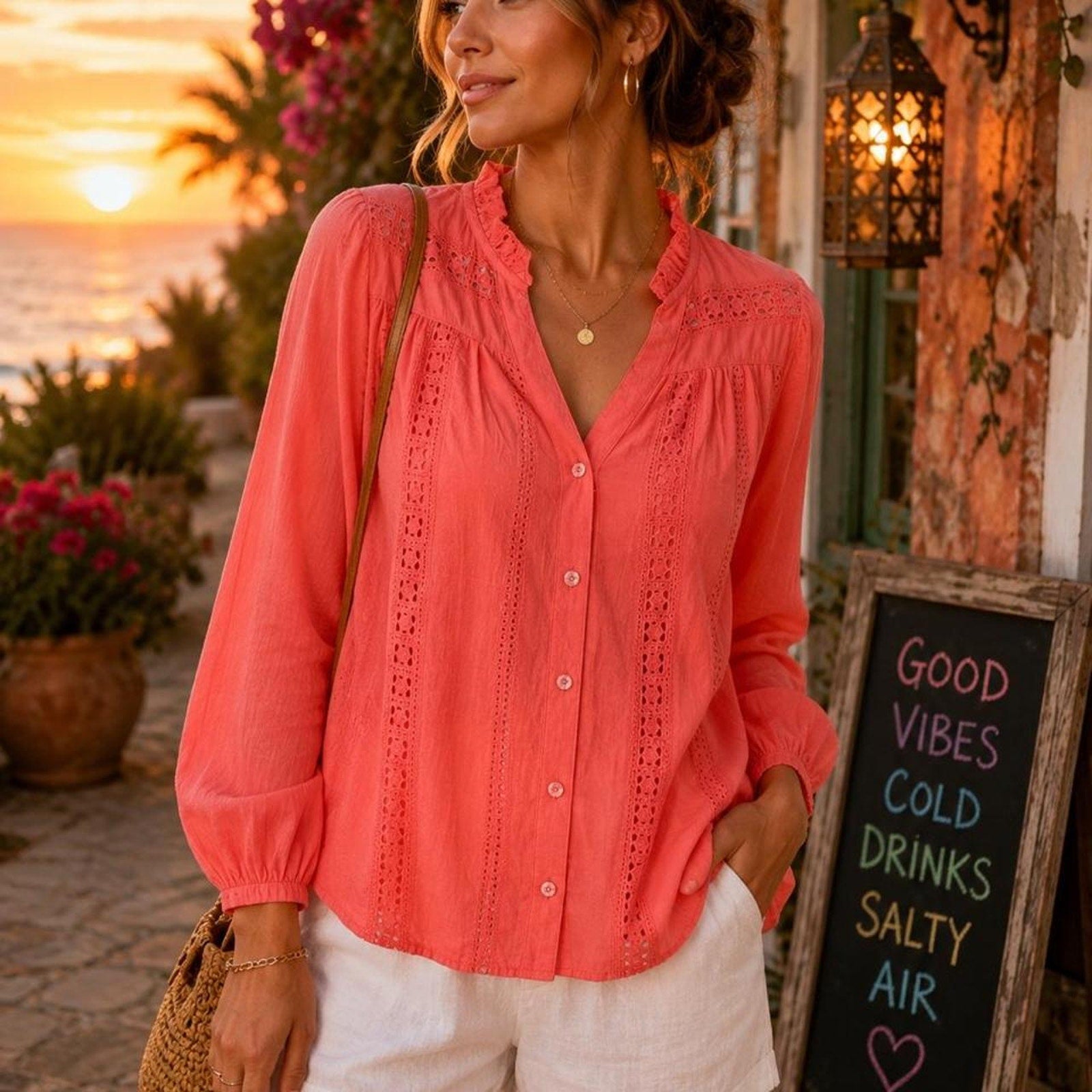 Time and tru coral blouse