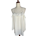 Fifth & Ninth Cold Shoulder Ruffle Tunic Blouse Ivory Polyester XL