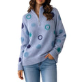 Christopher & Banks Purple and green polka dot sweater with zipper detail