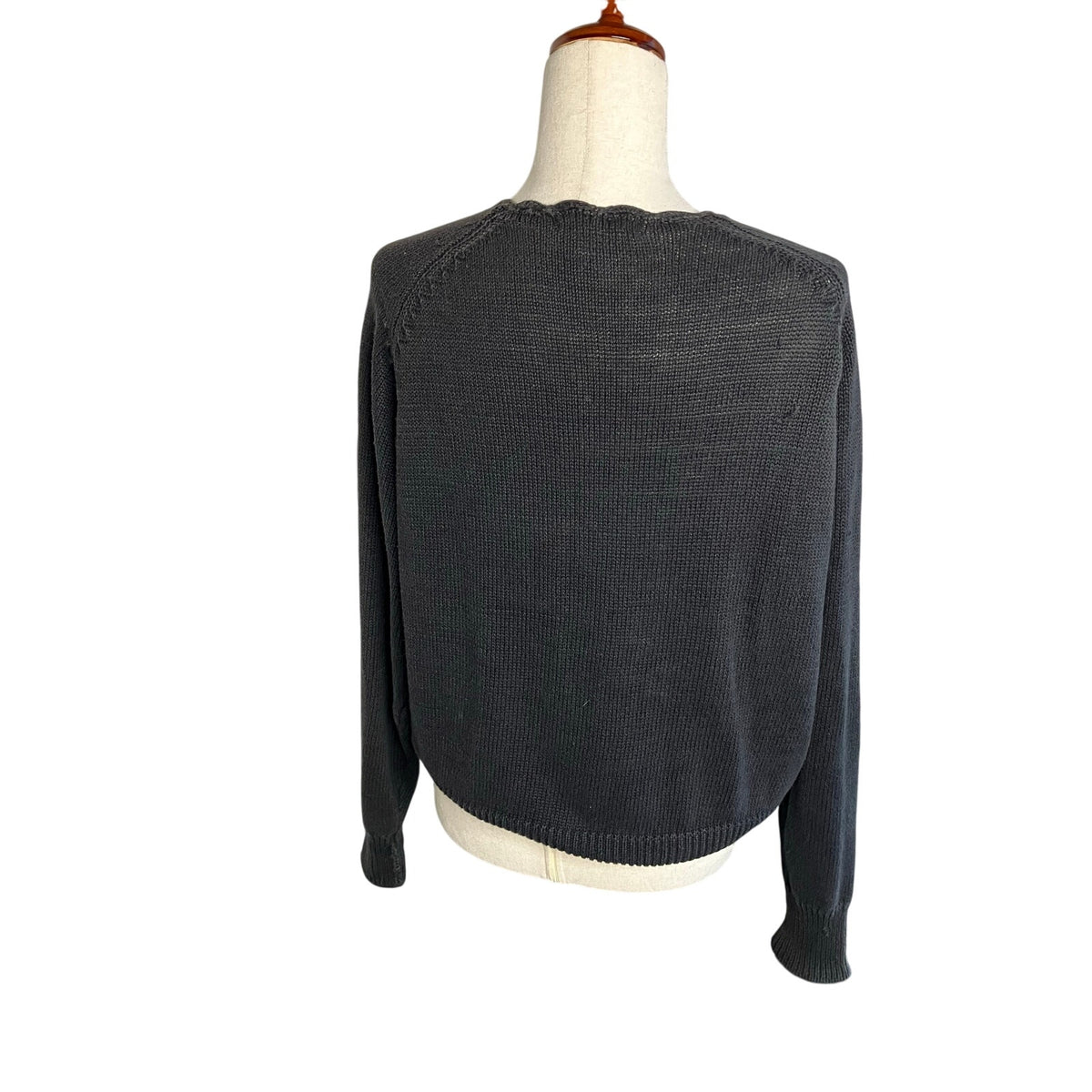 Epogee Charcoal Ramie Cotton Deep V Cardigan Sweater Size L