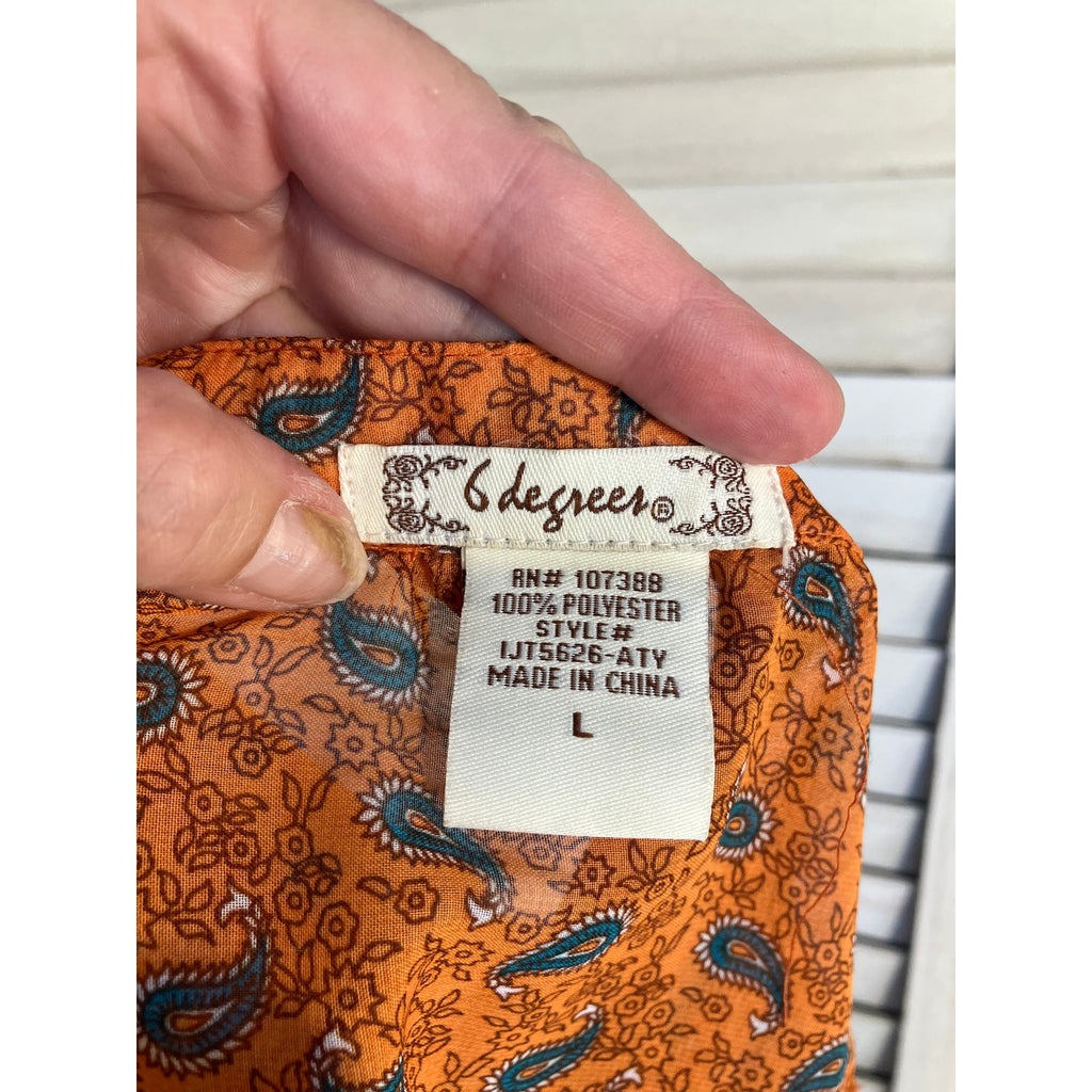 Six Degrees Orange Boho Blouse Womens Size L