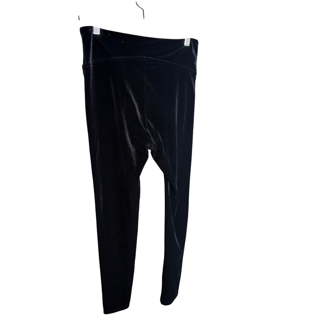 Andrew Marc Black Velvet Leggings Pants Size M High Rise Stretch