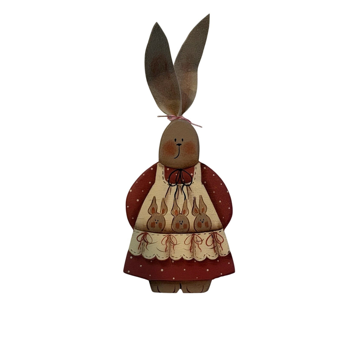 Denise H. Bunn 1988 Signed Hand Painted Wood Bunny/Rabbit Figurines Pair, 2 Pack